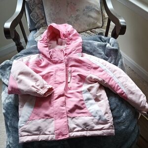 Wonderkids Girls 3T Pink and White Puffer Jacket